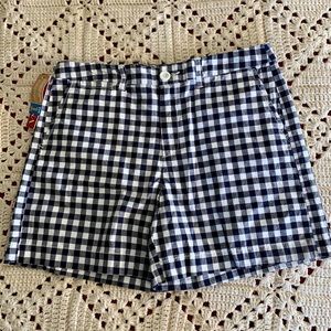 Blue and white gingham shorts